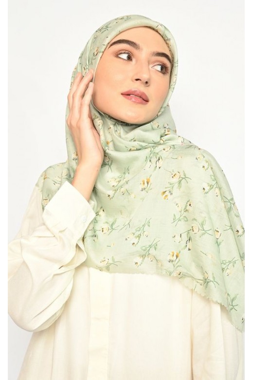 Hijab Segi Empat Jeany Mint Jahit Tepi